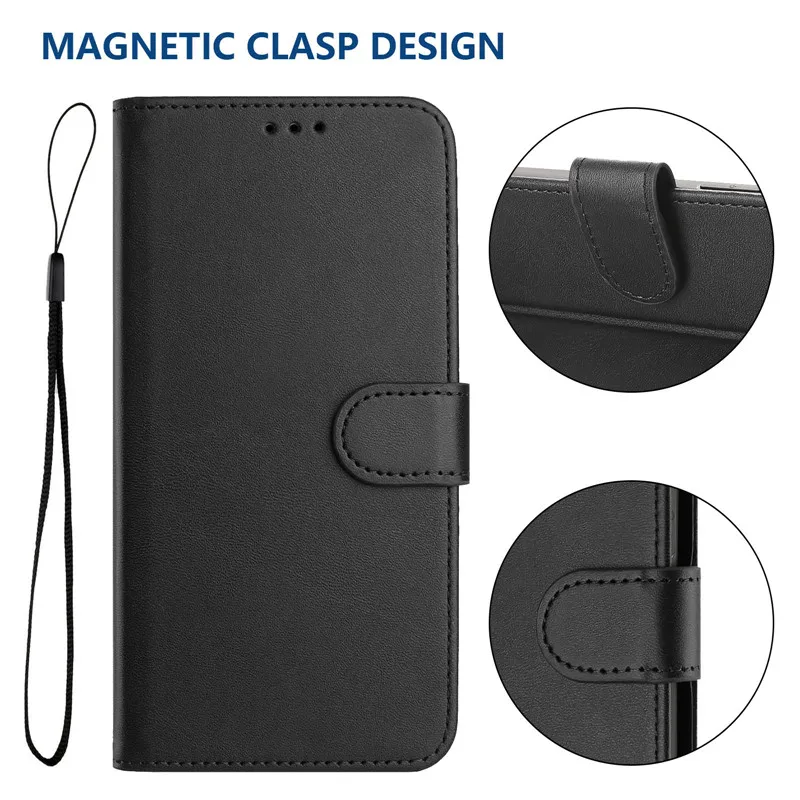 Premium Flip Leather Wallet Case with RFID Protection and Magnetic Stand