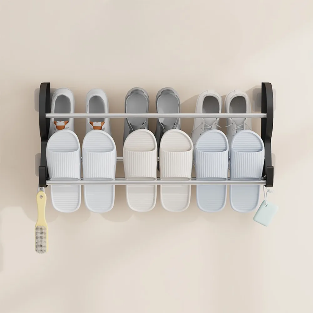 Over The Door Shoe Rack Adhesive Shoe Organizer Wall Mounted S-Shape Front Door Slipper Rack Bathroom Multifunctional Shelf shoe rack,shoe organizer,shoe cabinet