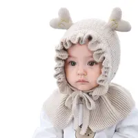 Winter Warm Wool Beanie Hat for Girls Cute Baby Boys Ear Protector Cap Outdoor Windproof Hats Kids Headwear Accessories 6-24M