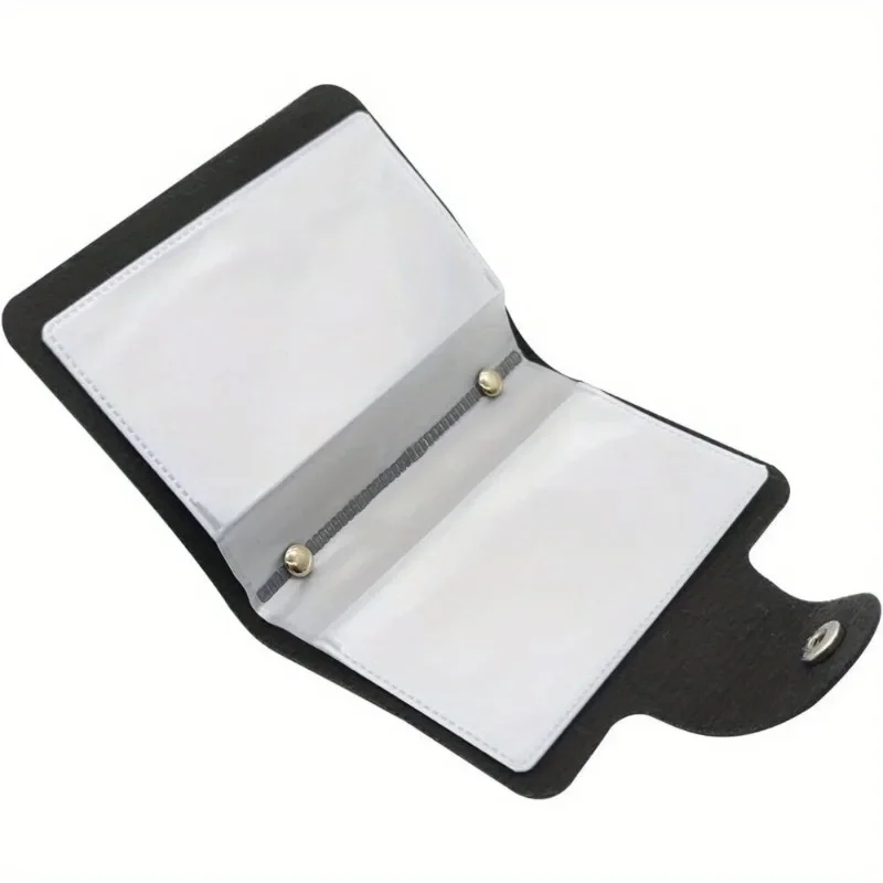 Black Faux Leather Wallet 24 Card Slots Compact Business Card Holder Memo Pocket Design Sense