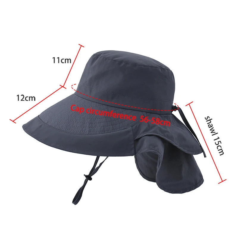 Kvinnor Stor brättad solhatt Hinkhatt Sommar Utomhusfiske Vandring UV Anti-nackskydd Sjal Visir Keps Dammössa Hatt_voghion.com