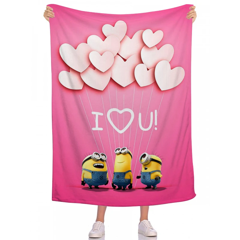 

Child Blankets Custom M-minions Blanket for Camp Nap Bedroom Decor Bedspread Fluffy Soft Flannel Birthday Wedding Christmas Gift