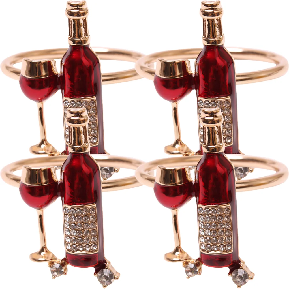 4 Pcs Zinc Alloy Napkin Rings Decorative Serviette Buckle Reusable Napkin Accessories Banquet Holder Kitchen Ring