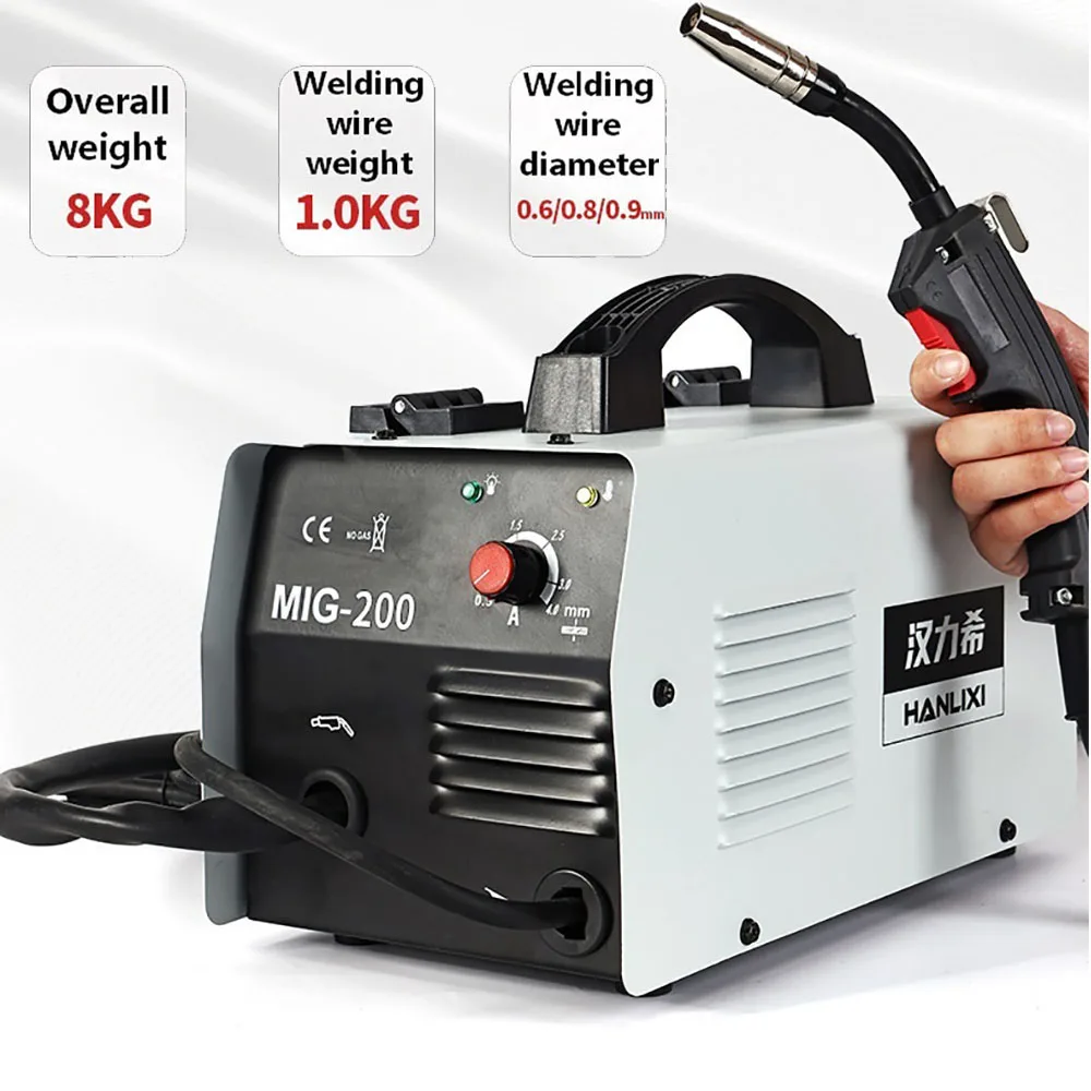 MIG Welding Machine Gasless 5000W 200A Semi-automatic for MIG Welder Flux Core Wire Inverter
