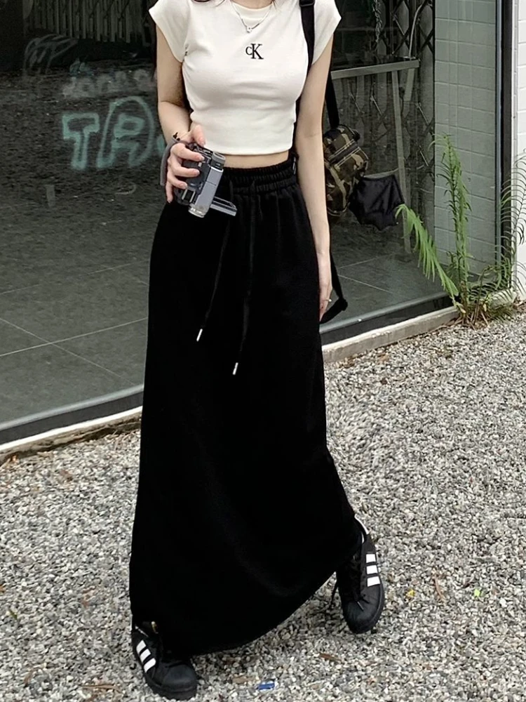Skirts Women Solid Fashion Baggy Simple Preppy Style Casual Daily Spring New All-match Students Graceful Cozy Ins  Ankle Length