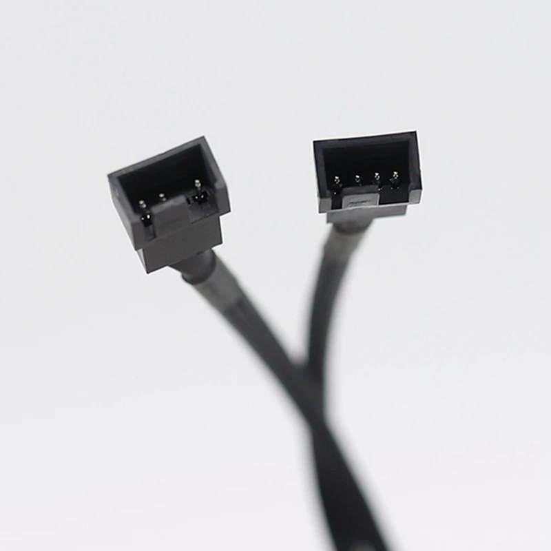 3X 1 To 2 Way Braided Cable Y Splitter 3/4 Pin PWM Male Connector Fan Computer PC Fan Extension Adapter Cable