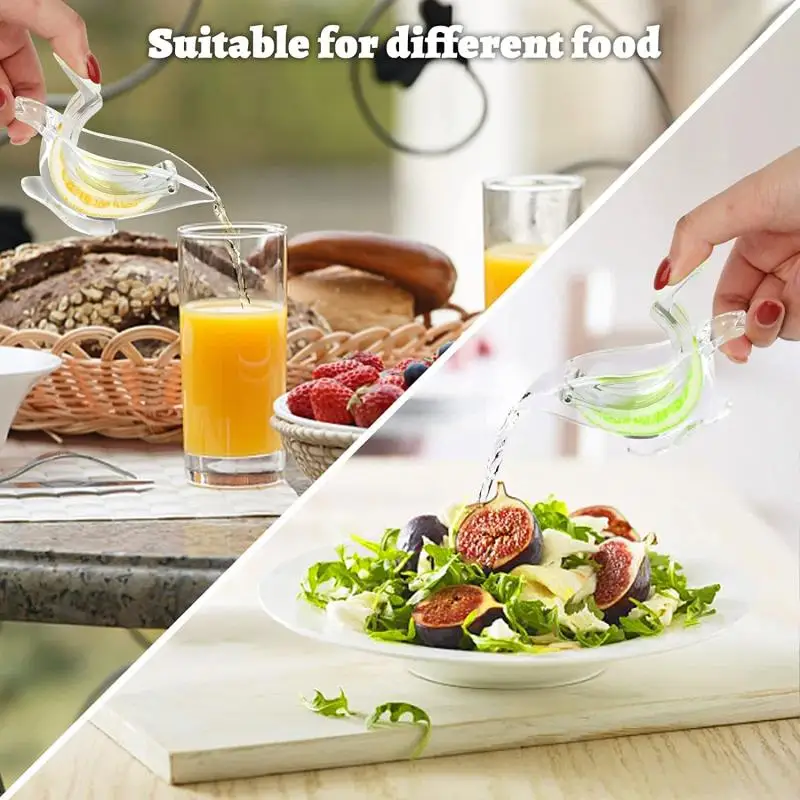 Fruit Juicer Lemon Squeezer Juice Squeezer Kitchen Home Slip Tool Press Squeeze Fruit Mini Manual Juicer Bird Fish Shape Transparent Portable Orange Lemon Juicer 2/1PC