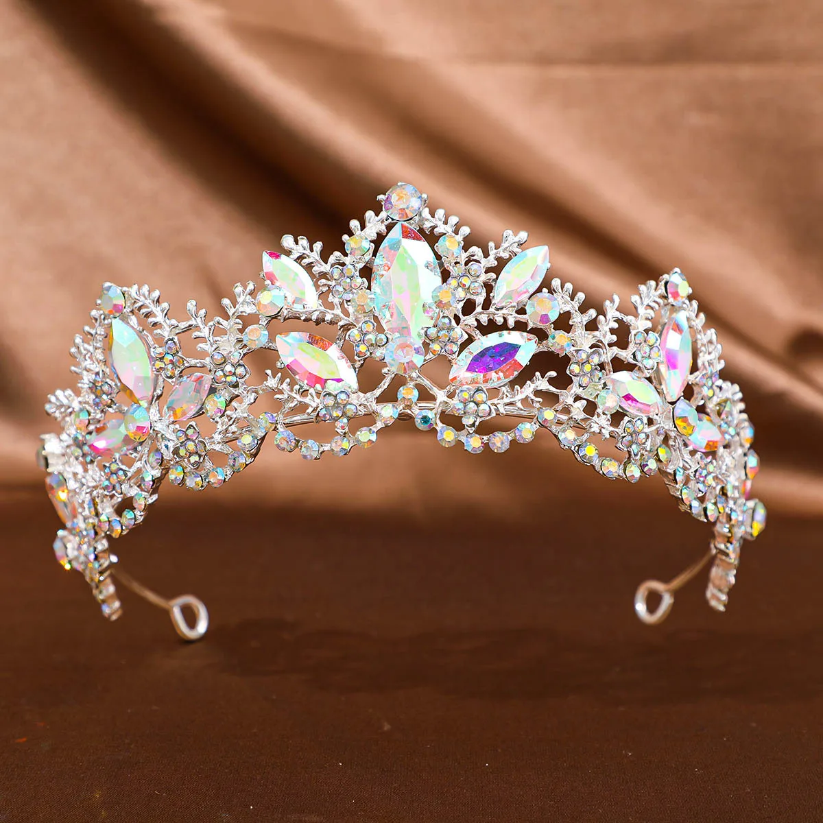1Pc Vintage Baroque Tiara Crown Light Luxury Bridal Wedding Crystal Queen Tiara Rhinestone Crown Headband Hair Accessories For B