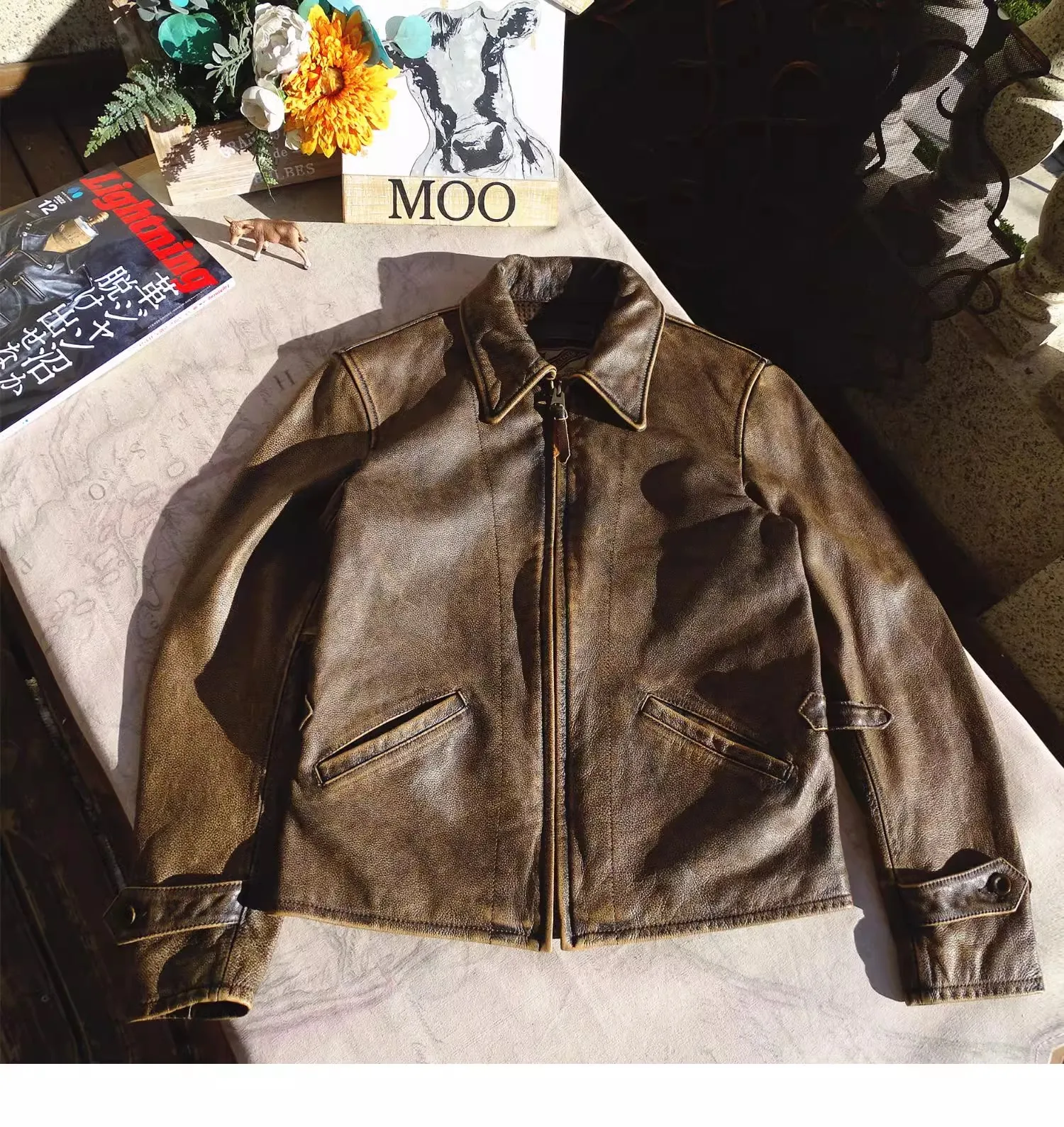 CC Shop Best.100% 천연 매트 소가죽 재킷, 남성용 빈티지 다크 브라운 캐주얼 가죽 코트, 플러스 사이즈 슬림핏 소프트 가죽 의류