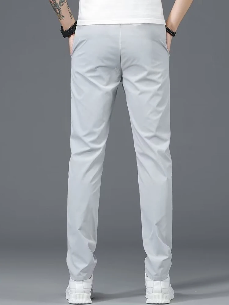 Summer casual men's trousers thin breathable high-grade grey straight leg trousers daily business commuter quick-dry pants