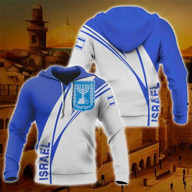 Israel National Emblem Flagge 3d Druck männer Hoodies Neue Mode Israelische Straße Hip Hop Jungen Kinder Mit Kapuze Sweatshirt Männliche pullover – Detail 5