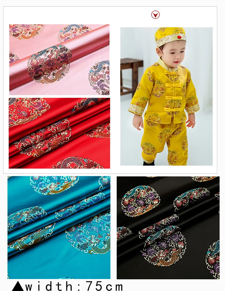 Description Picture 6 of itemVintage dragon pattern brocade jacquard garment sewing fabrics diy cheongsam dress designer patchwork Support drop shipping