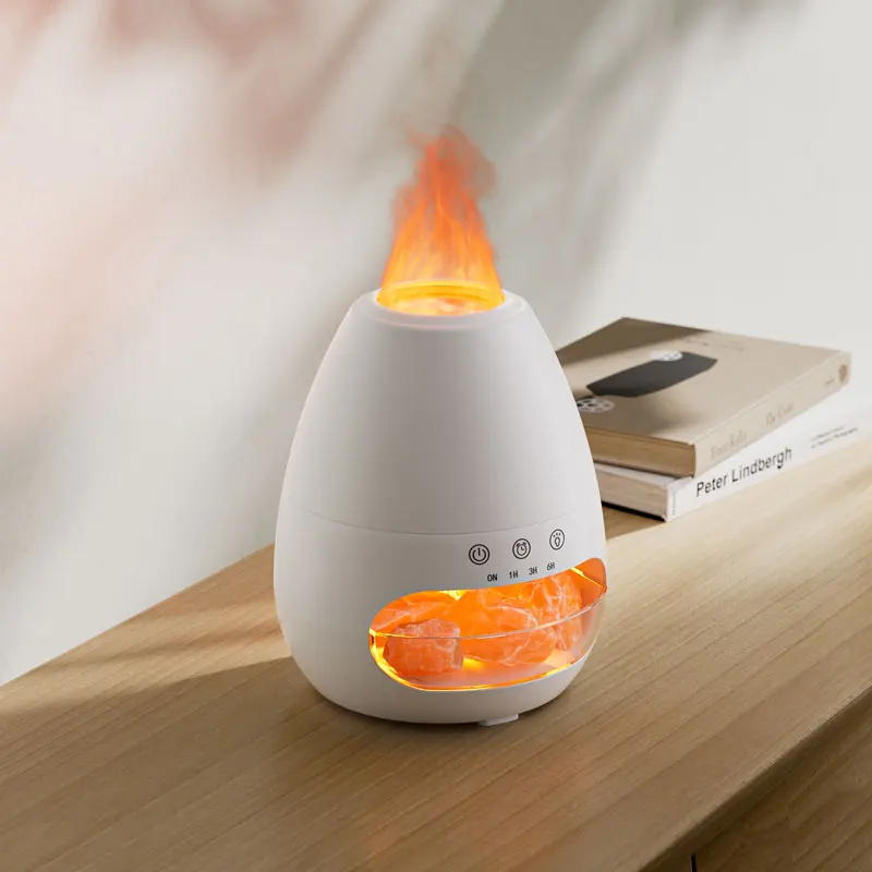 Fashionable 3D Flame Cold Mist Air Humidifier Ultrasonic Salt Stone Night Light Bedroom Sleep Aid Essential Oil DiffuserDiffuser 6