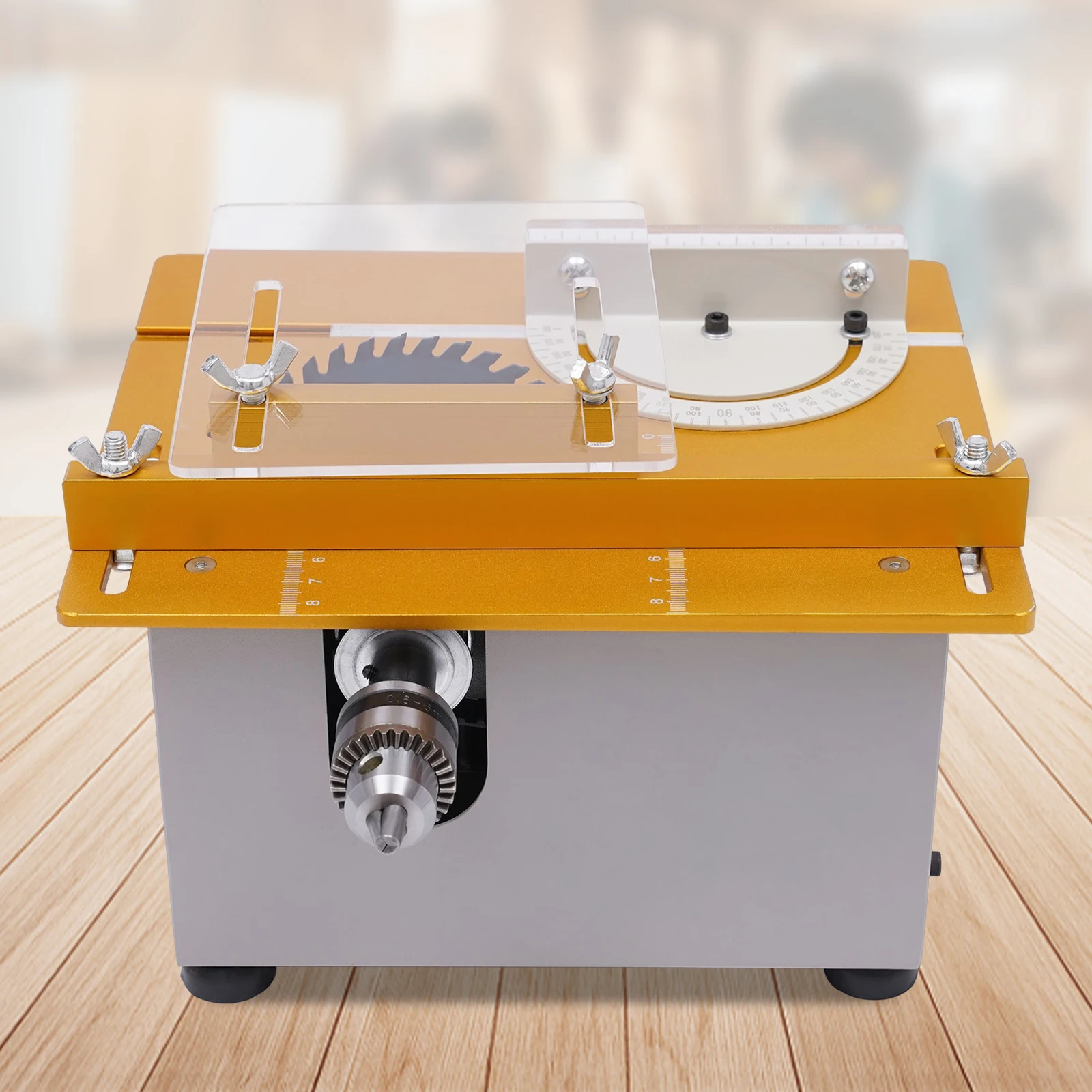 Mini Table Saw 300W Multifunctional Liftable Motor Woodworking Handmade Tool DIY Cutting Polishing Carving Metal Jade Plastic