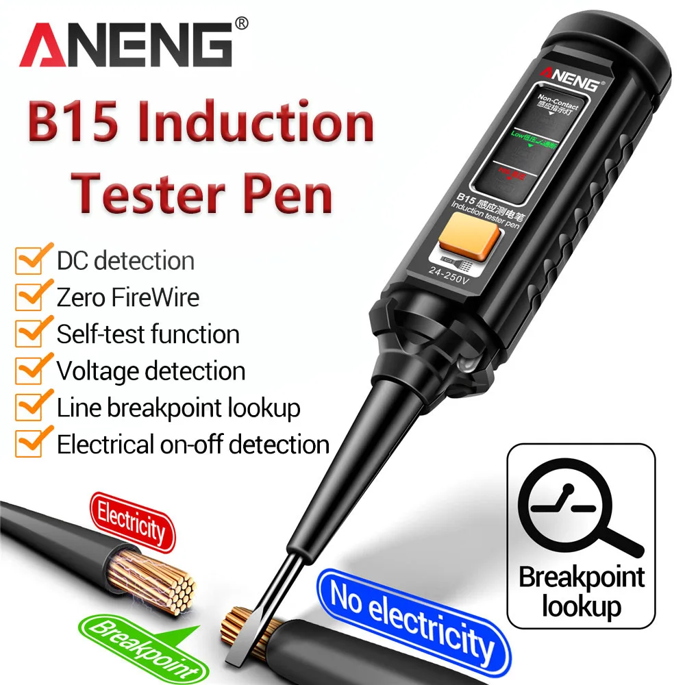 ANENG B15 유도 Teste 펜 하이라이트 컬러 라이트 전문 AC 전압 감지 전기 스크루 드라이버 테스트 도구