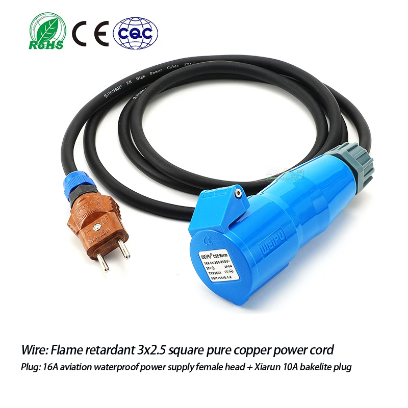 20A Wasserdichter Luftfahrtstecker auf 10A Bakelit-Stecker Adapterkabel, 3x2,5mm² Flammhemmendes Stromkabel für Bühnenbeleuchtung/LED – Detail 23
