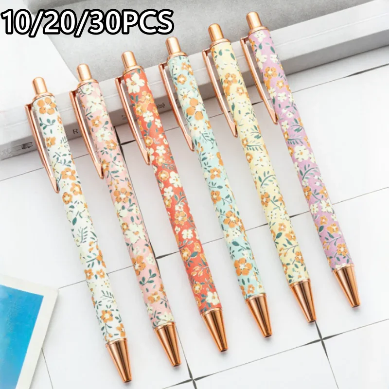 

10/20/30pcs Cute Flower Metal Ballpoint Pen Office Supplies School Teacher Student Writing Pens Stationery Gift Wholesale