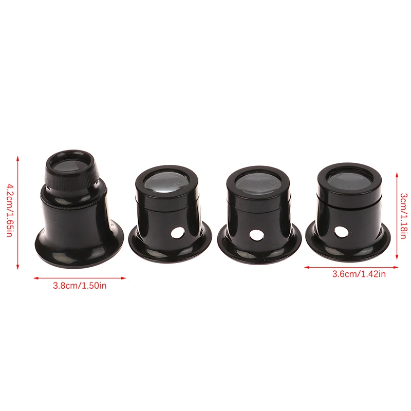 5x/10/15x/20x 시계 수리 도구 키트 쥬얼리 루페 돋보기 돋보기 시계 제조 도구 4pcs 아이 루페 돋보기