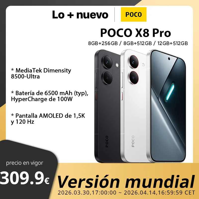 Versión global POCO X8 Pro Smartphone con procesador Dimensity 8500-Ultra, pantalla de 6,59