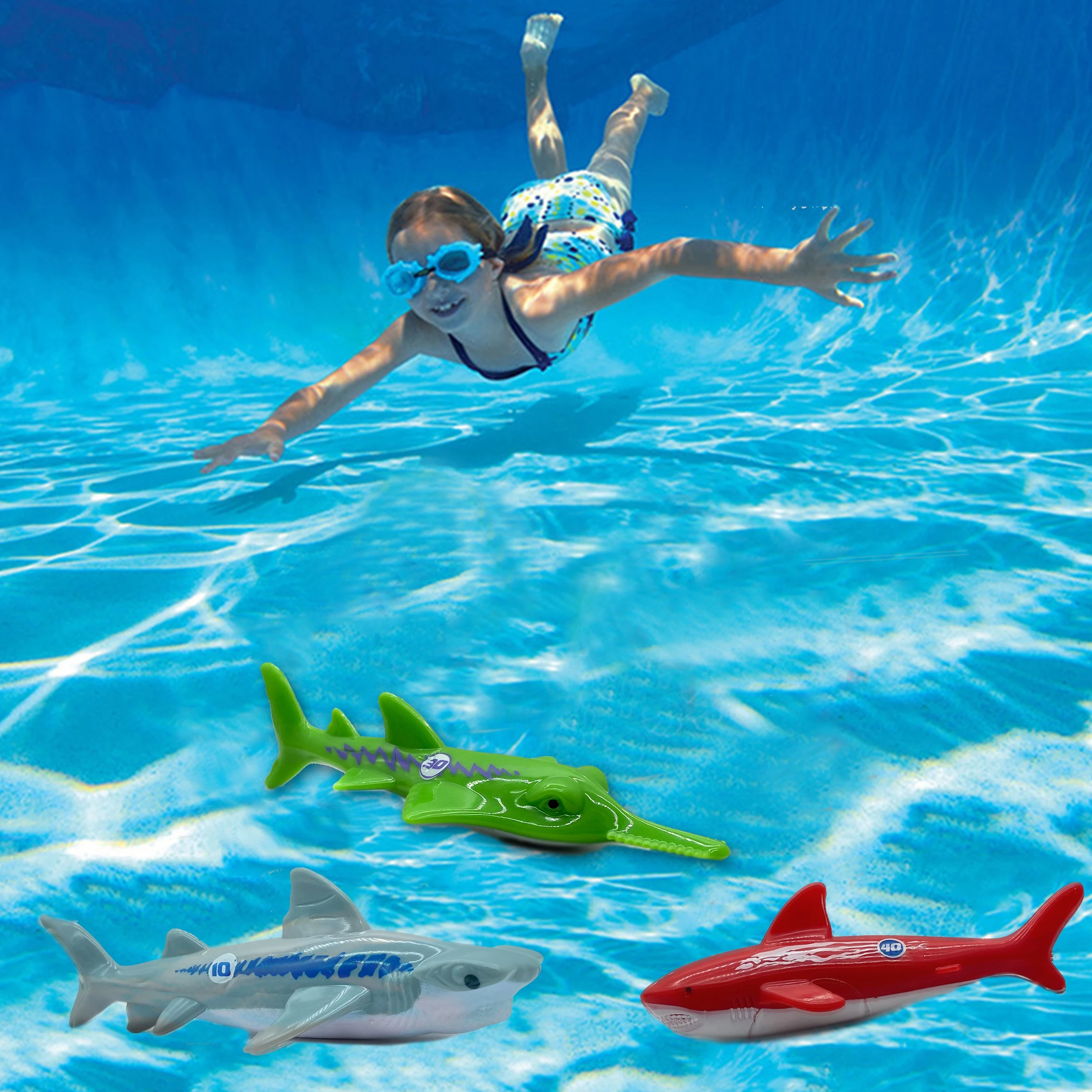 pool Diving Shark Set for Kids Summer Pool games Underwater Water Games Training Swimming Pool Gifts Set Toys For kids swimming toys