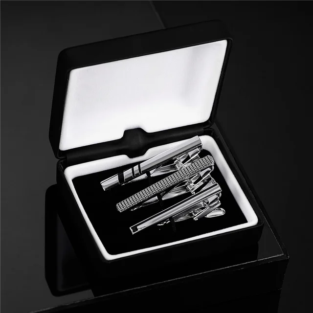 Wed Tie Clips For Men Short Pin Tie Wedding Guests Gifts With Box Tie Clipper To Man Shirt Black Man Cufflinks Fashion Jewelry