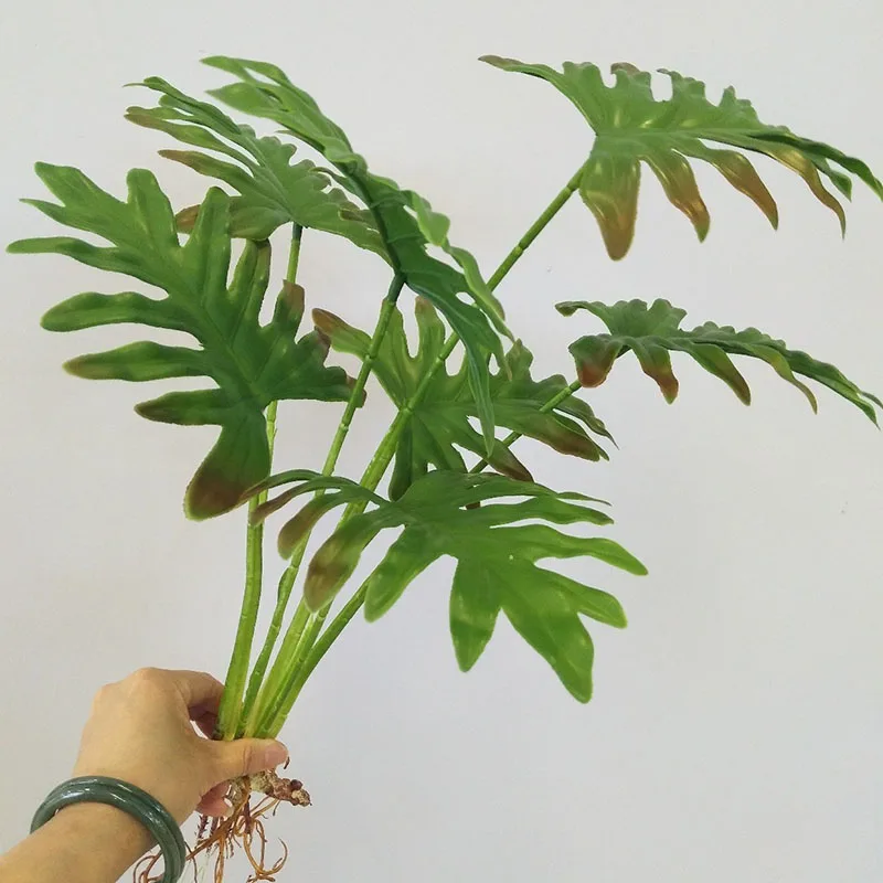 31in Large Fake Tropical Monstera Plants Artificial Palm Tree Plastic Leaf Water Plant for Office Desk Home Garden Greenery Deco
