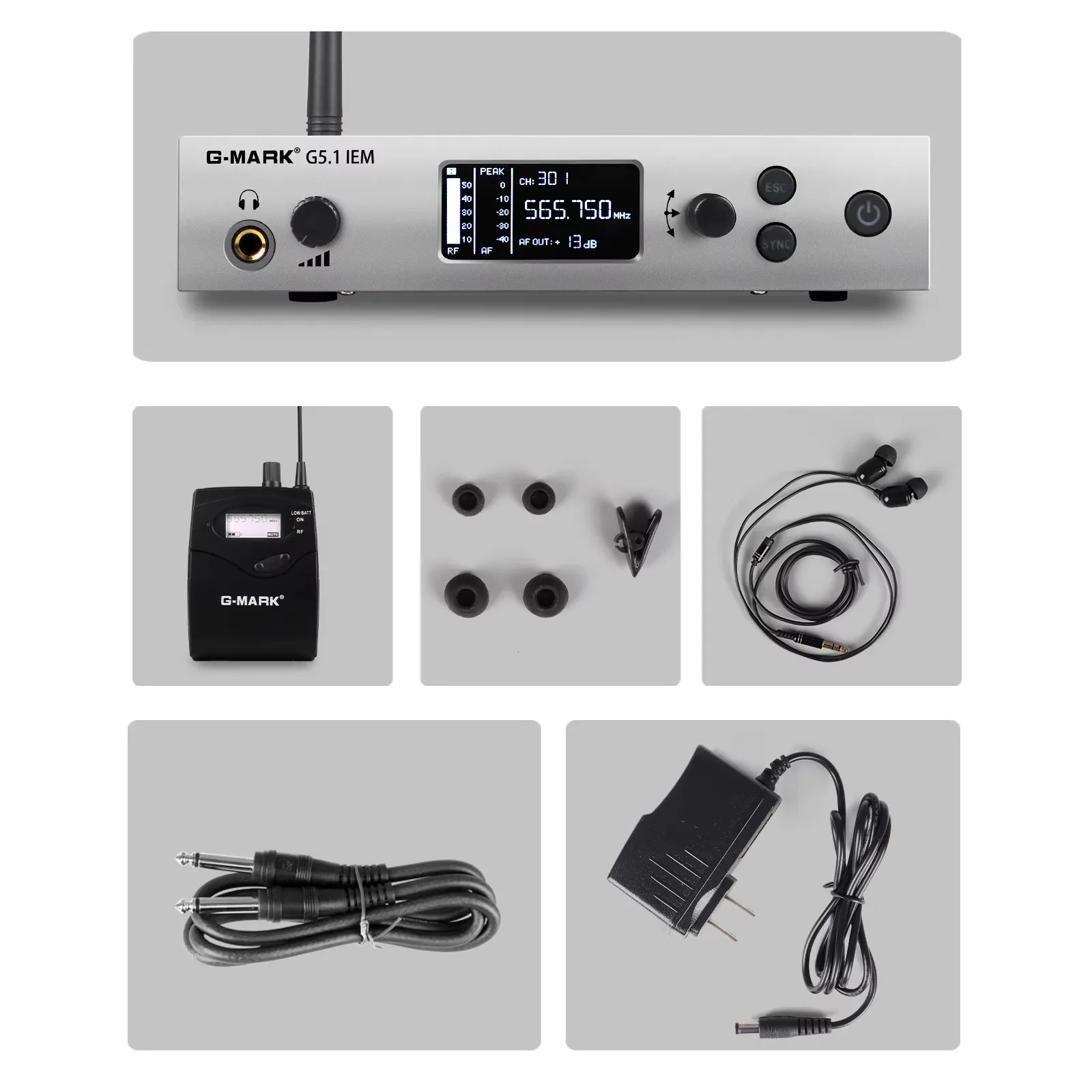 G-MARK G5.1IEM UHF Wireless In Ear Monitor System for Stage  Performances Outdoor Singers Real-time Listening Earphones Return