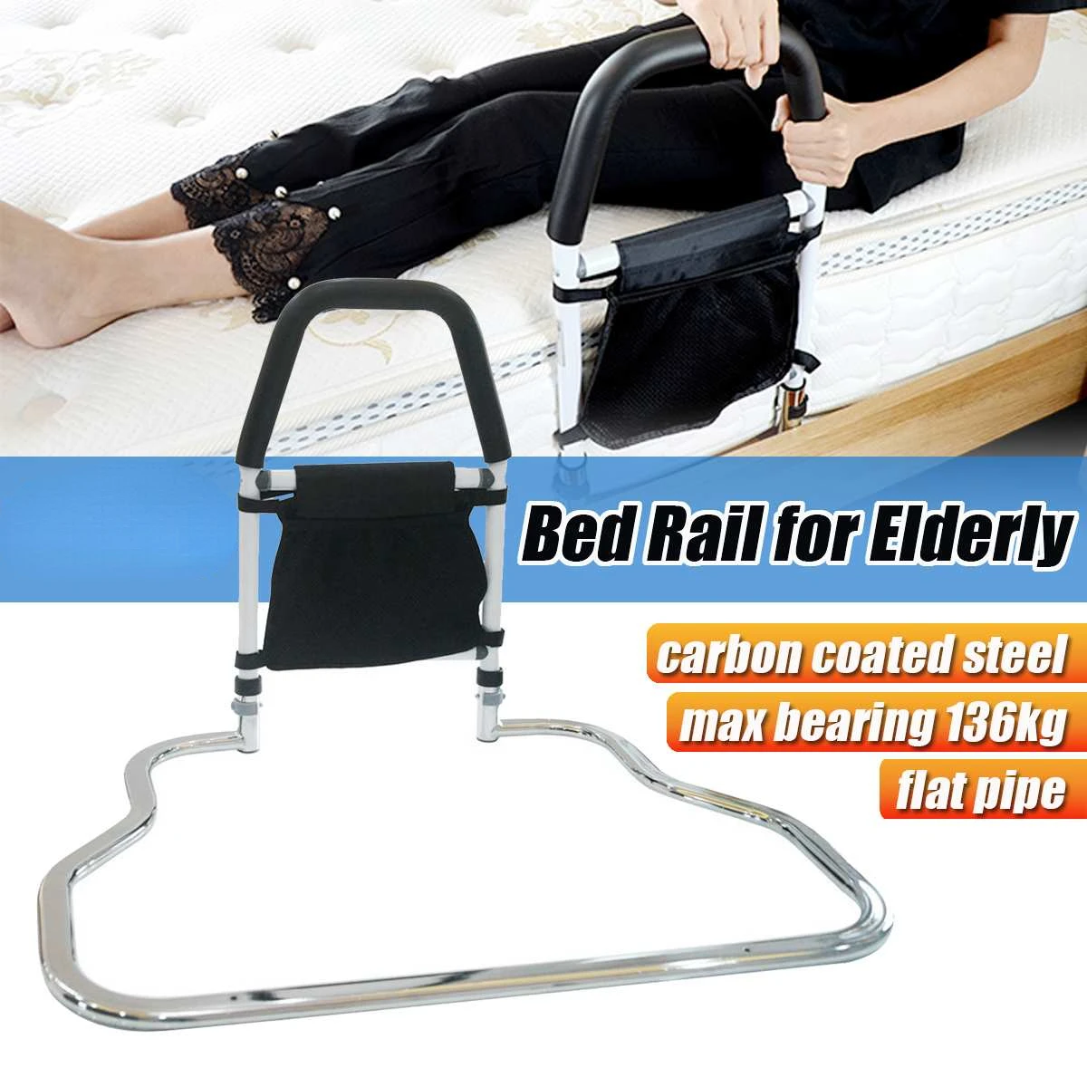 Bed Rails For Elderly Hospital Bed Assist Bar With Storage Pocket For