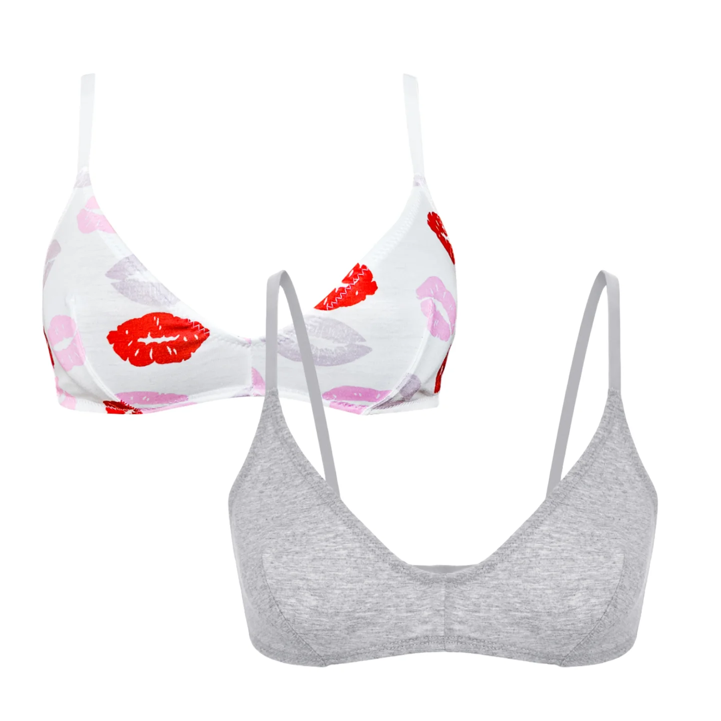 Ladies Single Layer Breathable Bra Ultra Thin Comfortable Wire Free Top Underwear Grey Beige Black Bra 2PCS