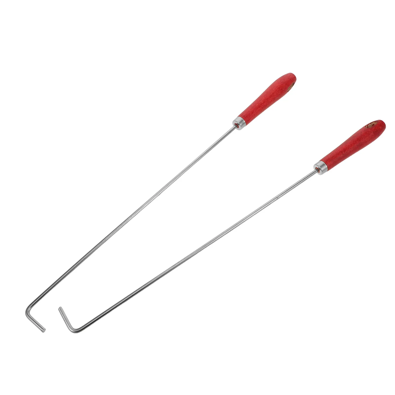2개입 화덕용 포커 스틱(석탄 걸이 포함) 50cm 스테인리스 스틸 화덕 포커 나무 손잡이(실내/실외 캠핑 모닥불용)