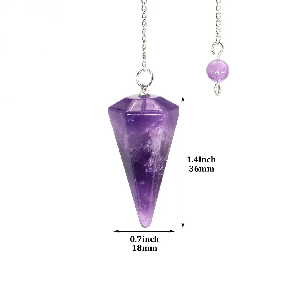 Natural Stones 7 Chakra Crystal Pendulum for Divination Dowsing Quartz Pendulums Reiki Gems Pendant Pendulos Necklace Jewelry