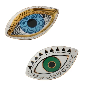 Jewelry Dish Ceramic Storage Trays Trinket Dish Ring Dish Evil Eye Plate Jewelry Organizer Containers Home Desktop Decor 1