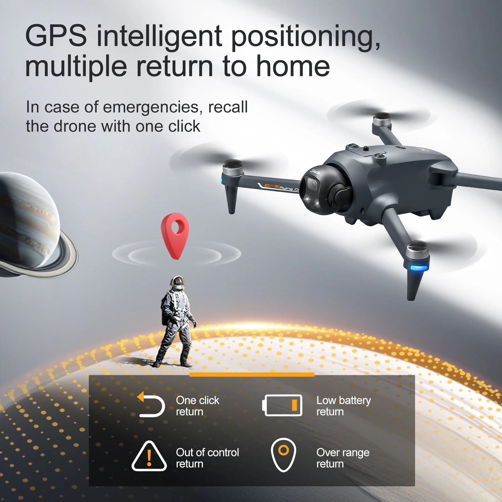 Drone GPS pliable 5G sans balais atterrissant automatiquement, prêt pour le retour automatique