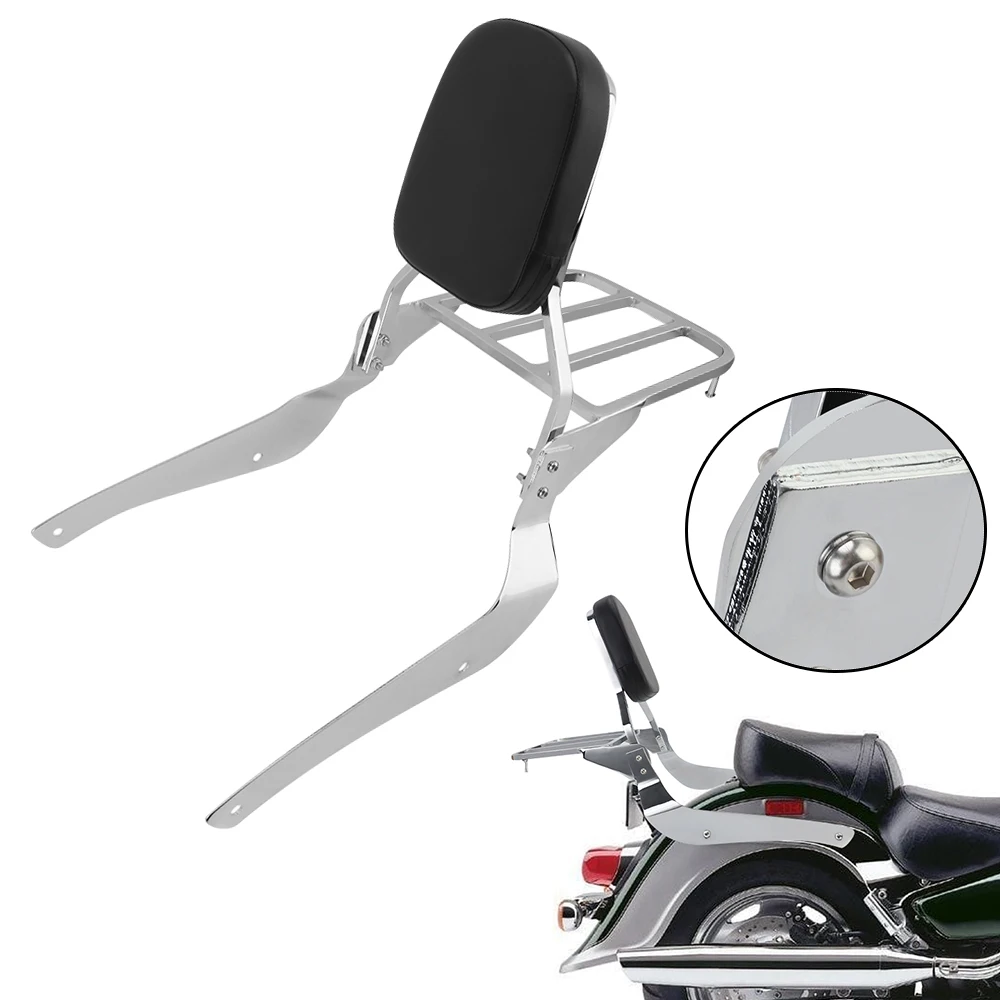 

Motorcycle Chrome Passenger Backrest Sissy Bar Luggage Rack Pad For Suzuki Boulevard C50 05-11 Intruder Volusia VL800 01-11