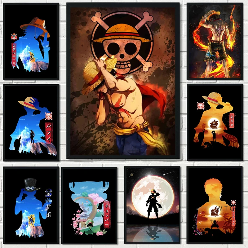 Canvas Painting Japanese Manga Comic Book Anime Posters Luffy Zorro Usopp Wall art Prints Children's Room Home Decoration |