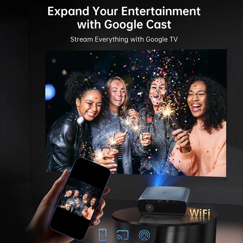 CAIWEI S7+ Google TV Projector movies 4k Full HD 1080P Android 14 2000 ANSI Video Home Theater Smart Projectors Dolby