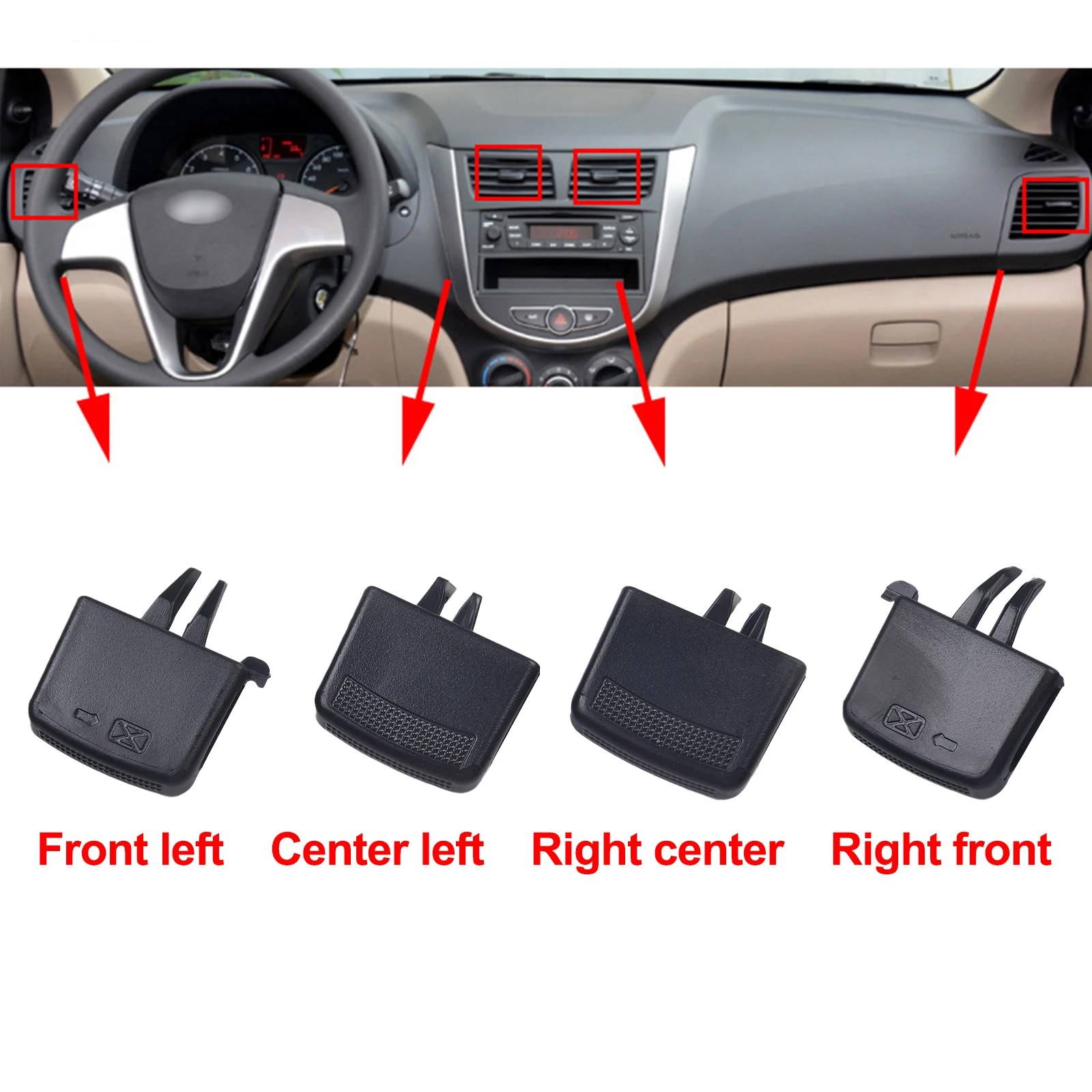 Front A/C Air Vent Outlet Tab Clip Repair Kit For Hyundai For VERNA SOLARIS 2010-Car Accsesories 1/4pcs