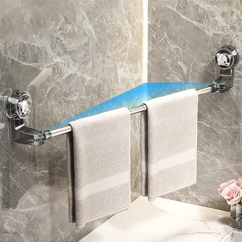 Non Perforated Suction Cup Wall Mounted Towel Rack Bathroom Storage Rack Bathroom Horizontal Bar Towel Rack