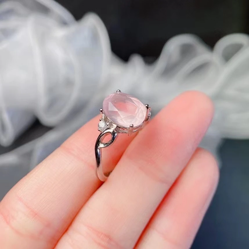 Oval Natural Rose Quartz Ring Natural Oval Rose Quartz Ring