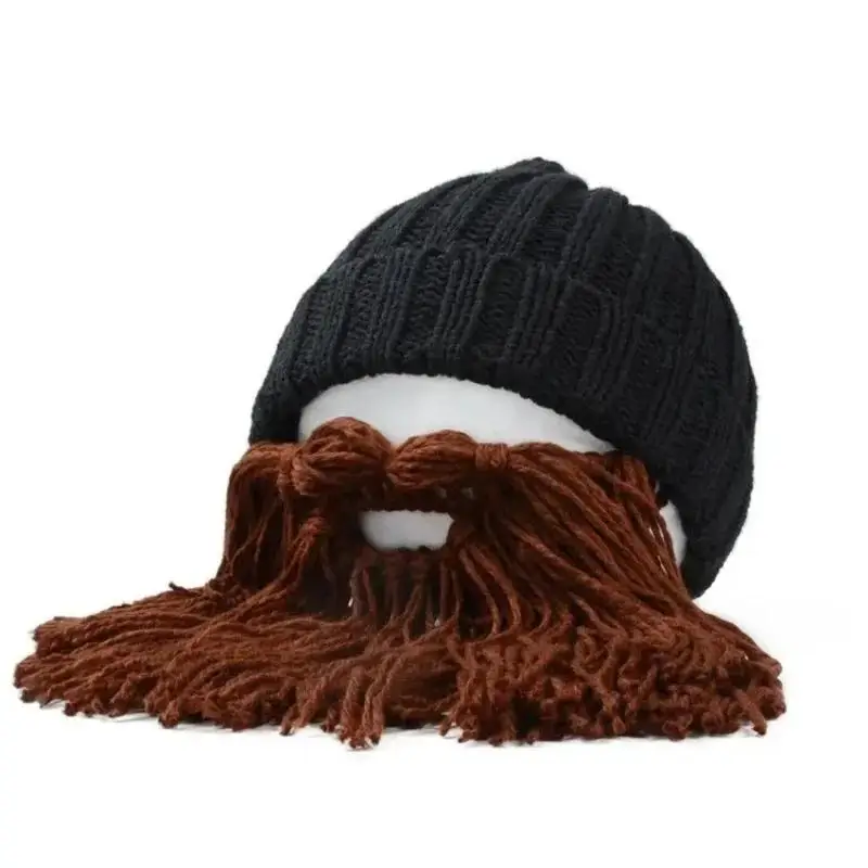 Funny Handmade Winter Wool Mustache Knitted Hats Pirate Face Mask Wig Beard Beanies Bonnet Caps Suitable Party Cosplay Decor