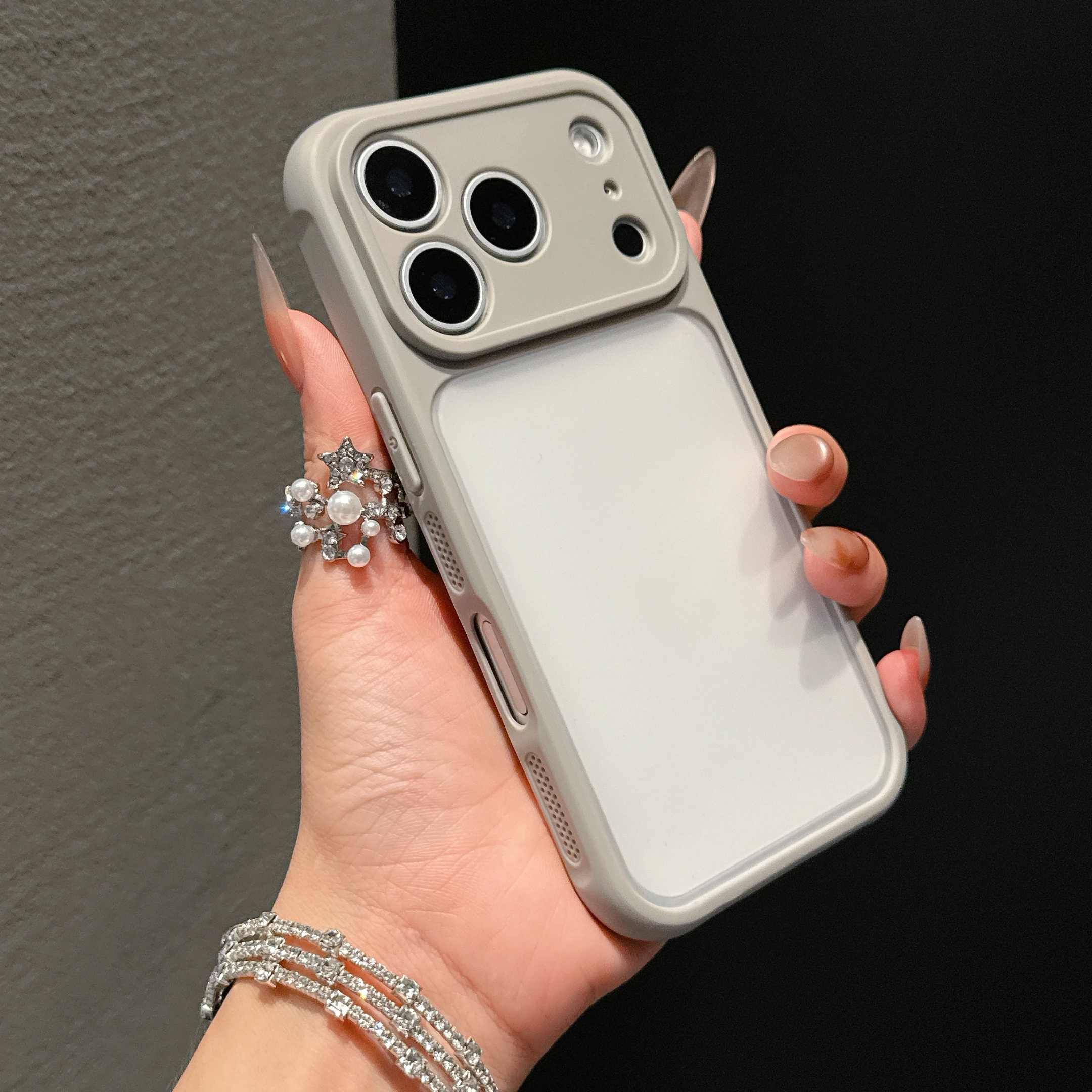 Luxury Transparent Orange Shield Phone Case with Lens Protection & Shockproof Cover