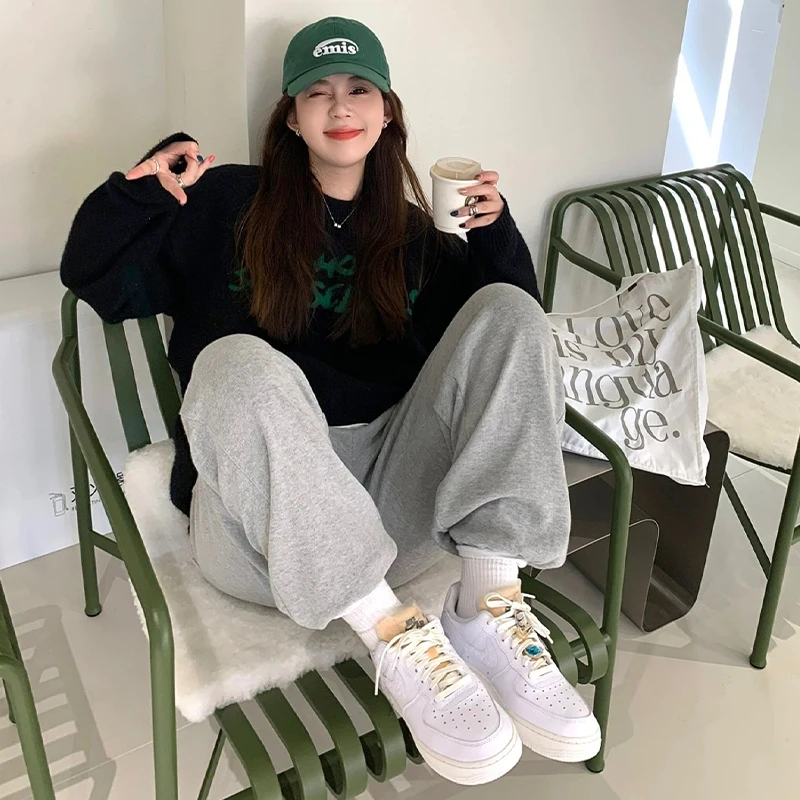 Autumn and Winter New Guard Pants Thickened Plushed  Loose Lazy Sporty  Relaxed Elastic High Waist and Leggings Sweatpants