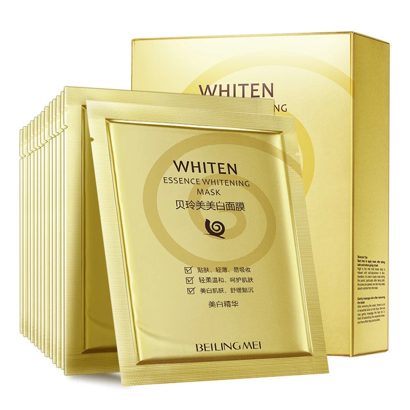 

10pcs Snail Whitening Facial Masks Anti-wrinkle Anti-aging Brightening Moisturizing skincare Face Mask for Beauty Skin Care