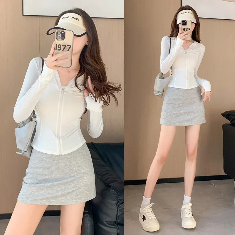 Sun Quick Drying Sports Coat Women's Tight Top Yoga Gym Jacket Long Sleeve Zipper Jacket Running Fitness Women's New