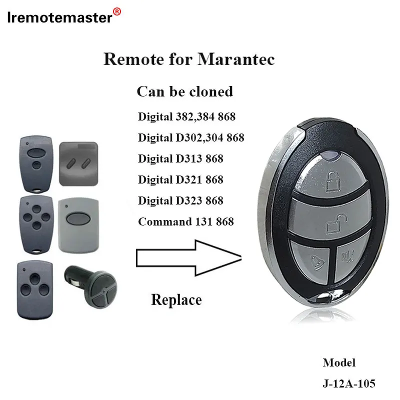 Compatible with Marantec 868mhz garage door command duplicator Marantec Digital D302 382 remote garage gate control