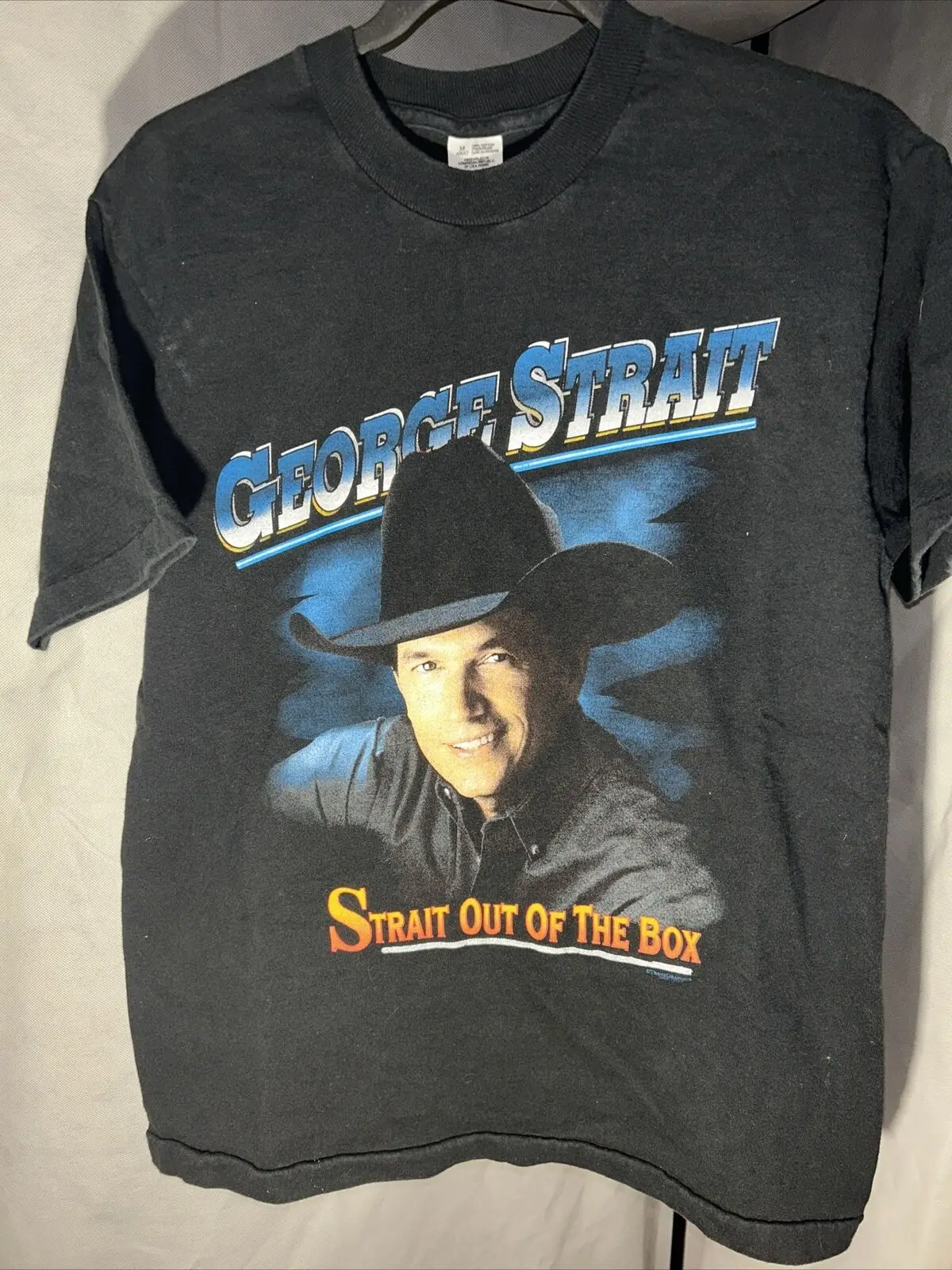 Maglietta Vintage Anni '90 George Strait Out Of The Box Tour Single Cucita Maniche Medie Lunghe O Corte