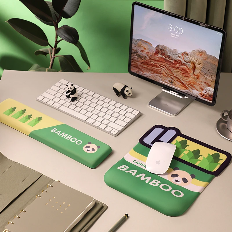 귀여운 녹색 팬더 마우스 패드 게임용 키보드 패드, 게이머 또는 친구용 핸드헬드 대형 손목 패드, 사무실 또는 가정용 선물