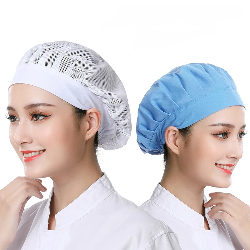 

Unisex Elastic Mesh Caps Cafe Bar Kitchen Restaurant Hotel Bakery Waiter Chef Work Wear Hats Men Women Breathable Workshop Caps