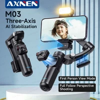 M03 AI Face Tracking 3-Axis Anti Shake Handheld Gimbal Stabilizer Foldable Magnetic Fill Light Detachable Mic for Smartphones
