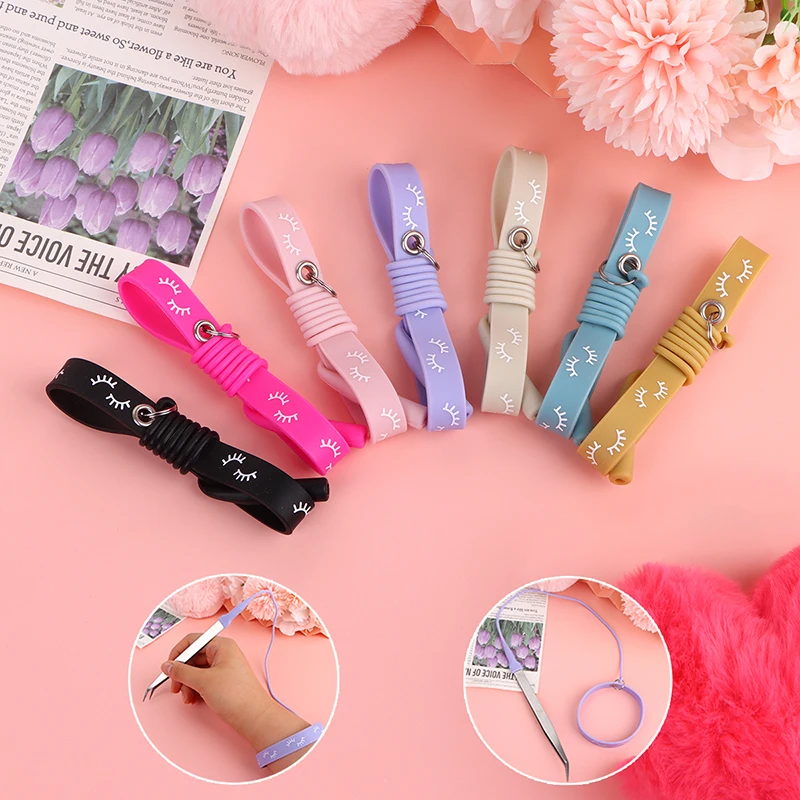 

1PC Women Silica Gel Wrist Strap Silicone Grafting Eyelash Tweezers Bracelet Wrist Strap Makeup Tool For Girl